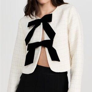Line & Dot Cream Blazer with Black Bows